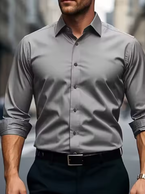 Premium Men's Non-Iron Dress Shirt - Gray